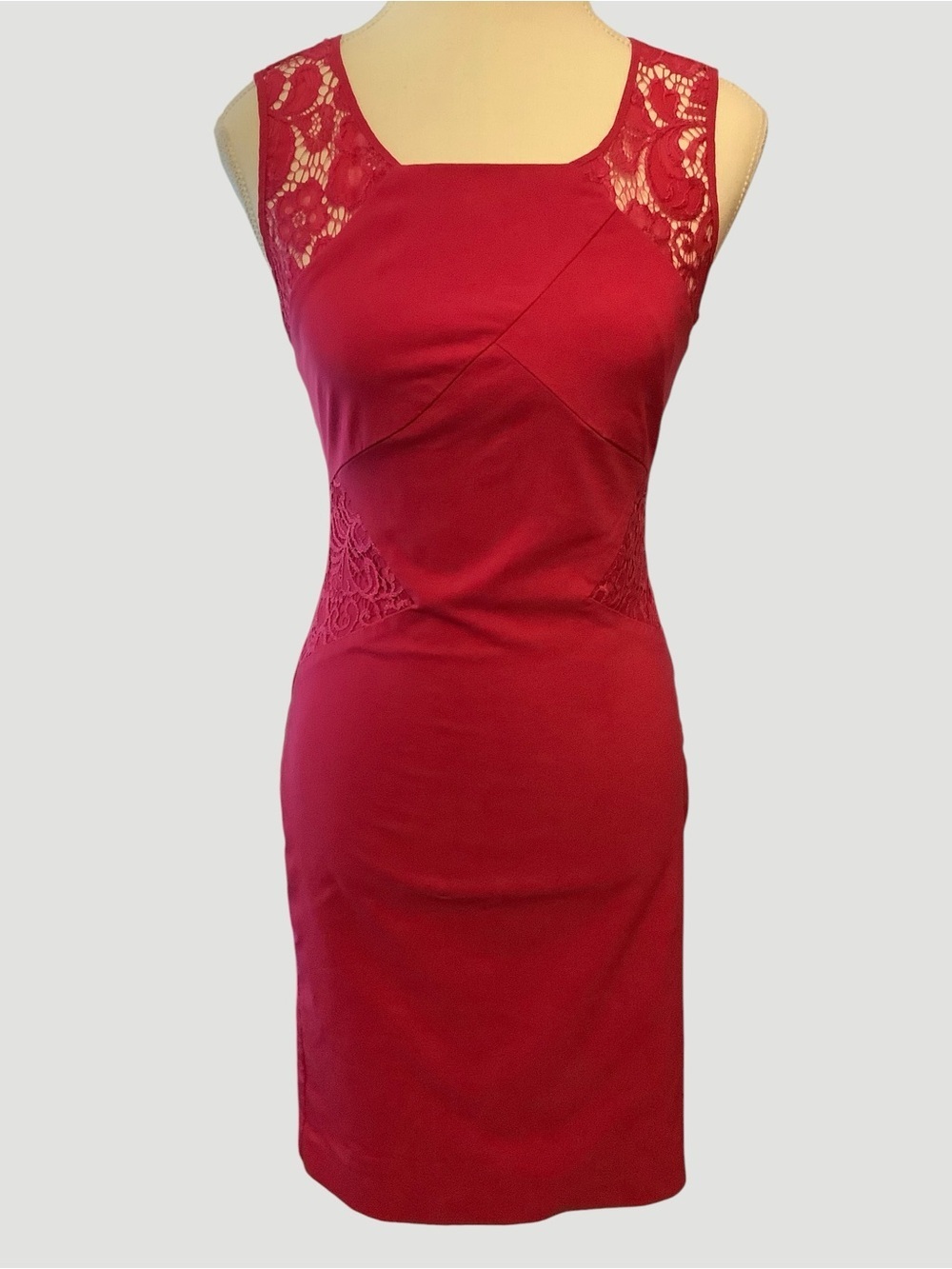 LE CHATEAU Pink Lace Bodycon Cocktail Dress Size Small Back Zip/ Keyhole